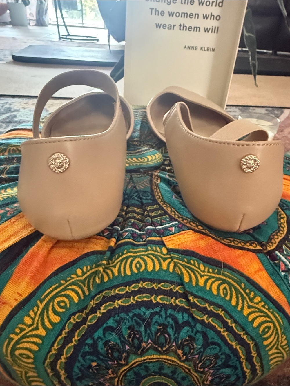 Anne Klein Nude Pointed-Toe D'Orsay Flats with Cross Strap - Picture 3 of 5